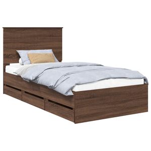 vidaXL Ramka ł&oacute;żka Brązowy dąb 100 x 200 cm Drewno inżynieryjne