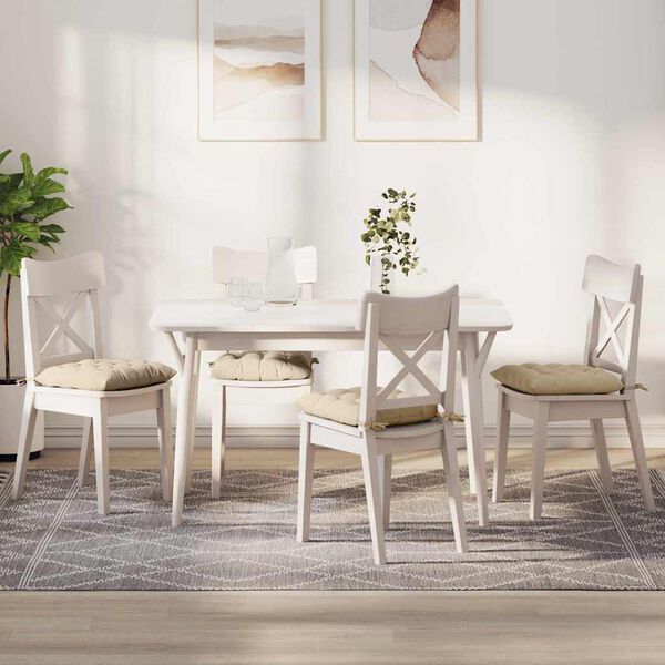 vidaXL Poduszki na siedziska 4 pcs Kremowy 40 x 40 x 6 cm Mikrofibra