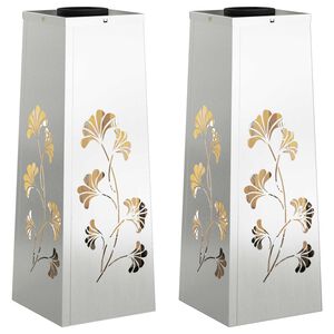 vidaXL Słoneczna LED lampa na ścieżkę 2 pcs Srebrny Stal ocynkowana