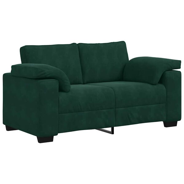 vidaXL Sofa dwuosobowa, ciemnozielona, 160x77x82 cm, aksamit