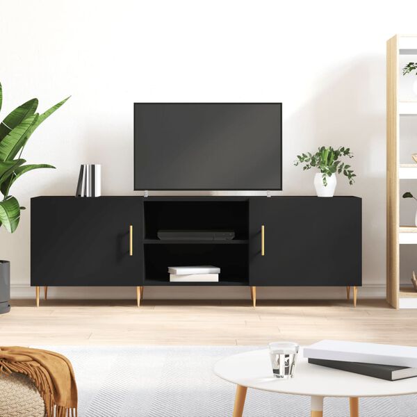 vidaXL Szafka pod TV, czarna, 150x30x50 cm, materiał drewnopochodny