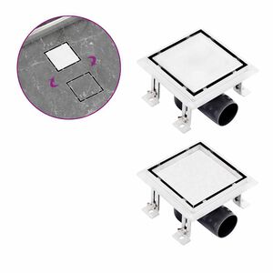 vidaXL Odpływ 2-w-1: gładki i na płytkę, 15x15 cm, stal nierdzewna