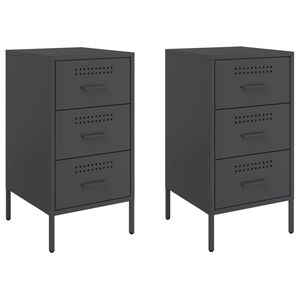 vidaXL Szafki nocne, 2 szt., czarne, 36x39x68 cm, stal