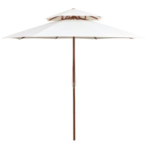 vidaXL Parasol z podw&oacute;jnym daszkiem, 270x270 cm drewno, kremowy