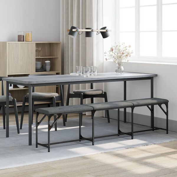 vidaXL Ławka do jadalni, ciemnoszara, 186x32x45 cm, stal i tkanina