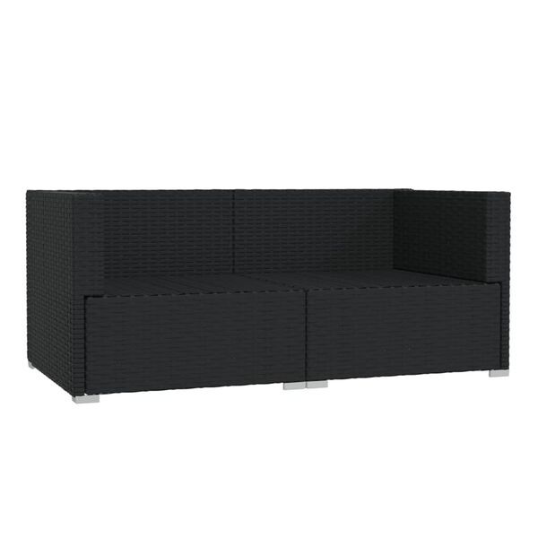 vidaXL 2-osobowa sofa z poduszkami, czarna, polirattan