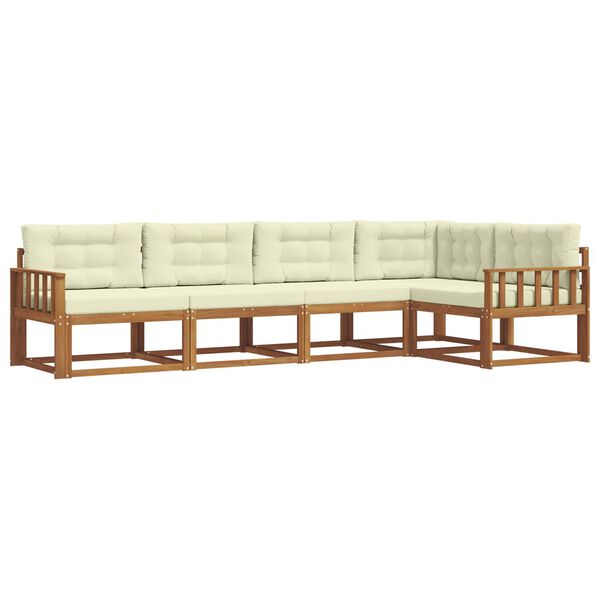 vidaXL Zestaw sof na zewnątrz z poduszką 5 pcs Naturalny i Kremowy