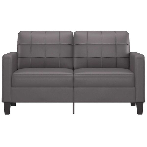 vidaXL 2-osobowa sofa, szary, 140 cm, sztuczna sk&oacute;ra