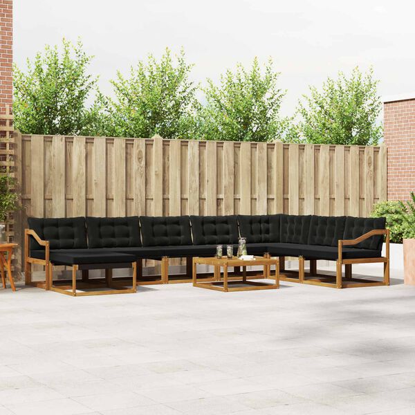 vidaXL Zestaw sof na zewnątrz z poduszką 9 pcs Naturalny i czarny