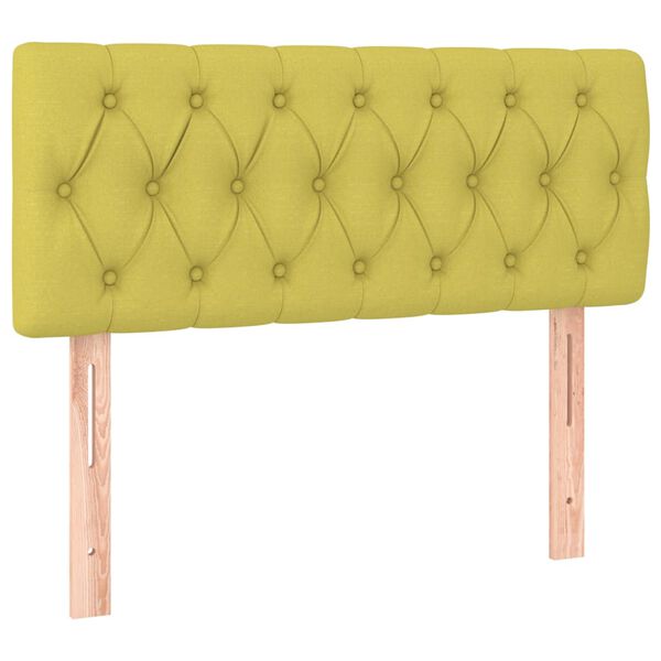 vidaXL Zagł&oacute;wek do ł&oacute;żka z LED, zielony, 90x7x78/88 cm, tkanina