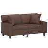 vidaXL 2-osobowa sofa z poduszkami, brązowa, 120 cm, sztuczna sk&oacute;ra