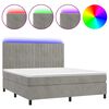 vidaXL Ł&oacute;żko kontynentalne z materacem i LED, szare 160x200cm, aksamit