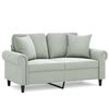 vidaXL 2-osobowa sofa z poduszkami, jasnoszara, 120 cm, aksamit