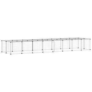 vidaXL Klatka dla zwierząt z bramką, 36 paneli, czarna, 280x70x35 cm, stal