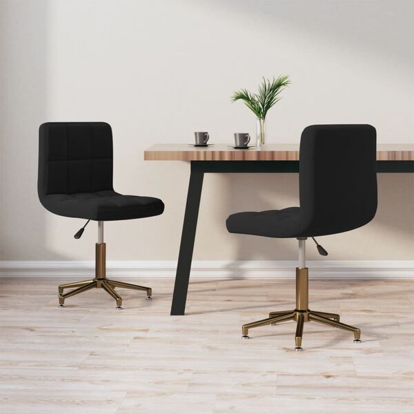 vidaXL Obrotowe krzesła stołowe, 2 szt., czarne, aksamitne