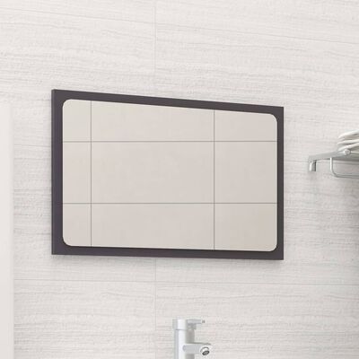 vidaXL Lustro łazienkowe, wysoki połysk, szare, 60x1,5x37 cm, płyta