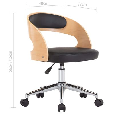 vidaXL Krzesła obrotowe, 4 szt., czarne, gięte drewno i sztuczna skóra