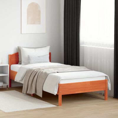 vidaXL Rama łóżka z wezgłowiem, woskowy brąz, 90x200 cm, sosnowa