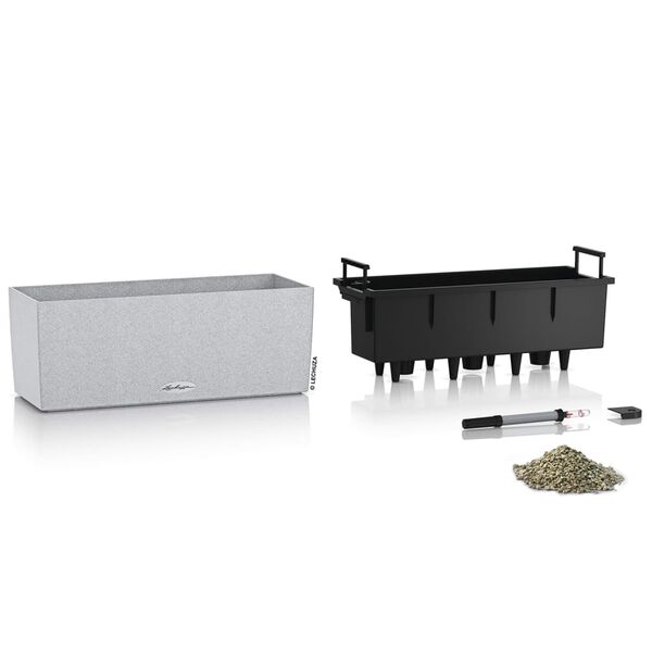 LECHUZA Donica BALCONERA Stone 50 ALL-IN-ONE, kolor biały kwarc