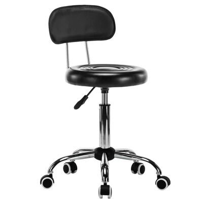 vidaXL Krzesła kosmetyczne, 2 szt., obrotowe, sztuczna skóra, czarne