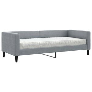 vidaXL Sofa z materacem do spania, jasnoszara, 90x200 cm, tkanina