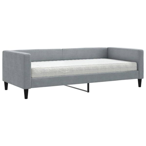 vidaXL Sofa z materacem do spania, jasnoszara, 90x200 cm, tkanina