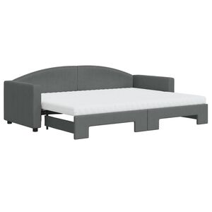 vidaXL Sofa rozsuwana z materacami, ciemnoszara, 80x200 cm, tkanina