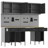 vidaXL Szafka robocza 10 pcs Czarny Drewno inżynieryjne i stal