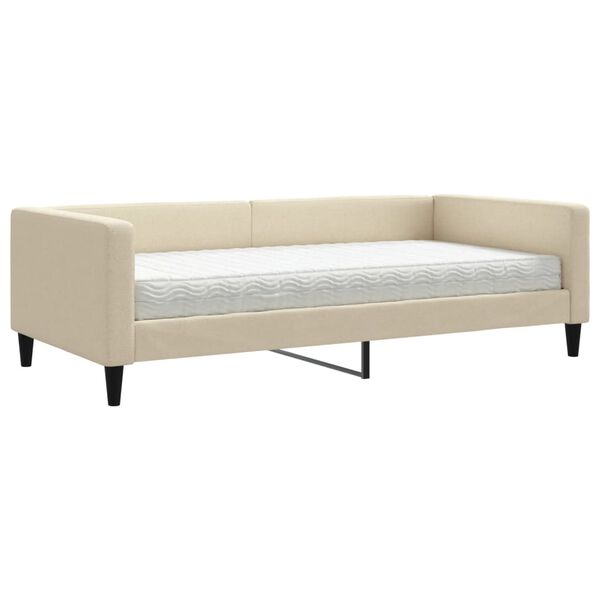 vidaXL Sofa z materacem do spania, kremowa, 100x200 cm, tkanina