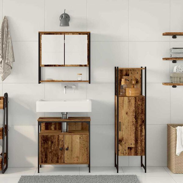 vidaXL Zestaw mebli łazienkowych 3 pcs Brązowy Materiał drewnopochodny