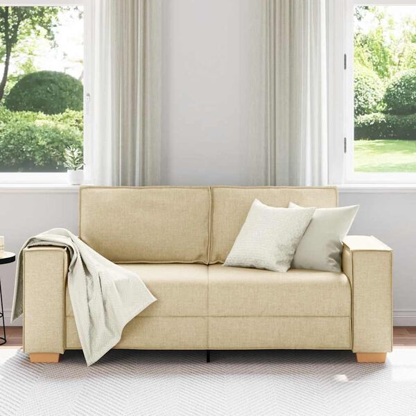 vidaXL Sofa 2-osobowa kremowa 140 cm Tkanina