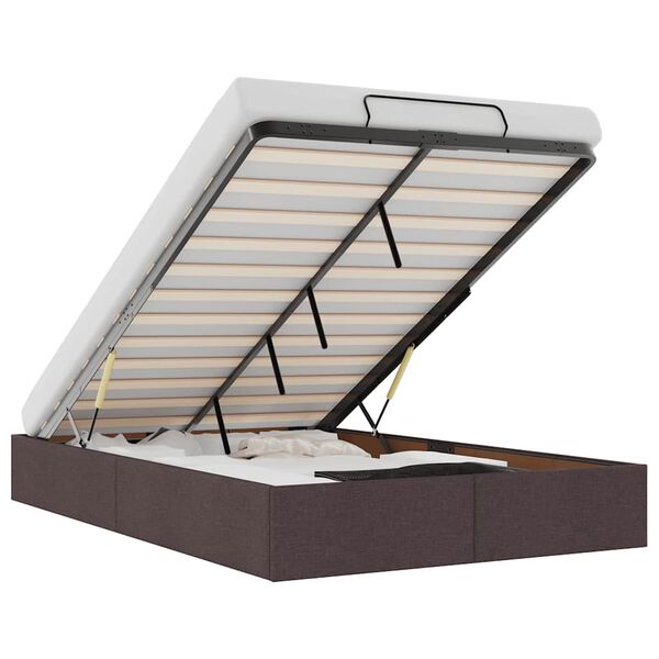 vidaXL Rama ł&oacute;żka otomana bez materaca, brązowa, 120x190 cm, tkanina