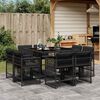 vidaXL 9-cz. zestaw mebli ogrodowych z poduszkami, czarny, rattan PE
