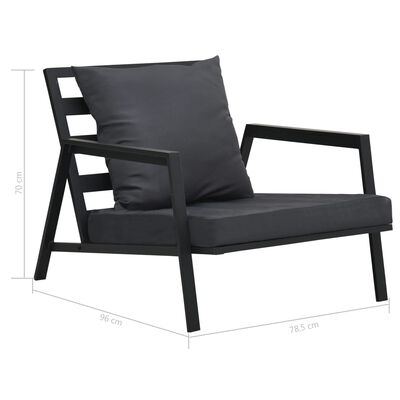 vidaXL Fotel ogrodowy z poduszkami, ciemnoszary, aluminium