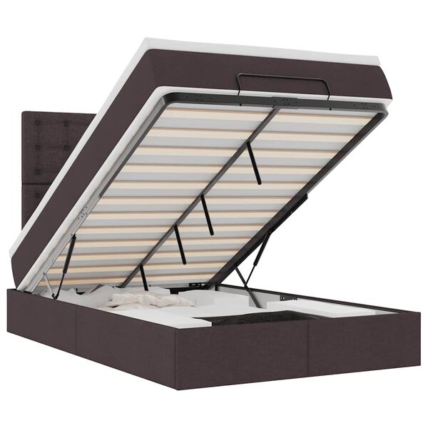 vidaXL Rama ł&oacute;żka otomana z materacem, brązowa, 120x190 cm, tkanina