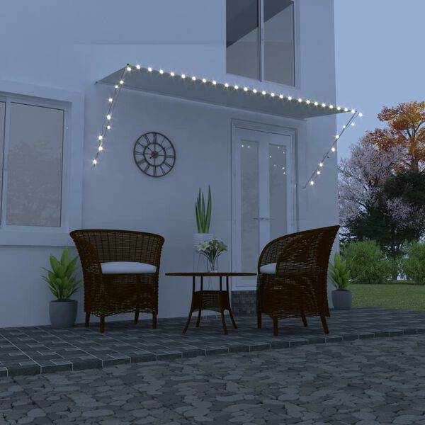 vidaXL Markiza zwijana z LED, 350 x 150 cm, kremowa