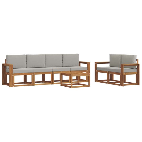 vidaXL Zestaw sof na zewnątrz z poduszką 7 pcs Naturalny i Jasny Szary