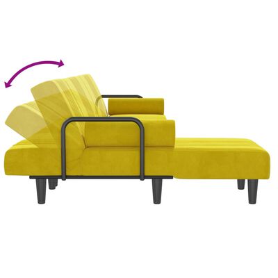 vidaXL Sofa rozkładana L, żółta, 260x140x70 cm, aksamit
