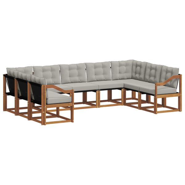 vidaXL Zestaw sof na zewnątrz z poduszką 9 pcs Naturalny i Jasny Szary