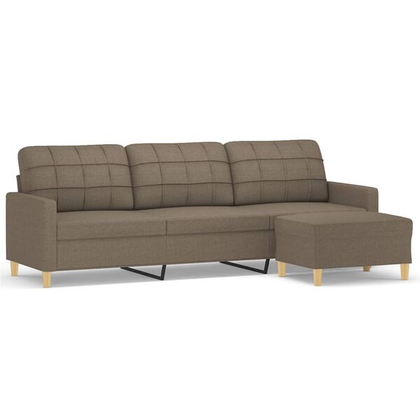 vidaXL 3-osobowa sofa z podn&oacute;żkiem, kolor taupe, 210 cm, tkaniną