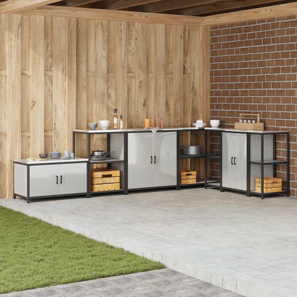 vidaXL Przechowywanie w kuchni z p&oacute;łką Srebrny 60 x 50 x 92 cm Stal