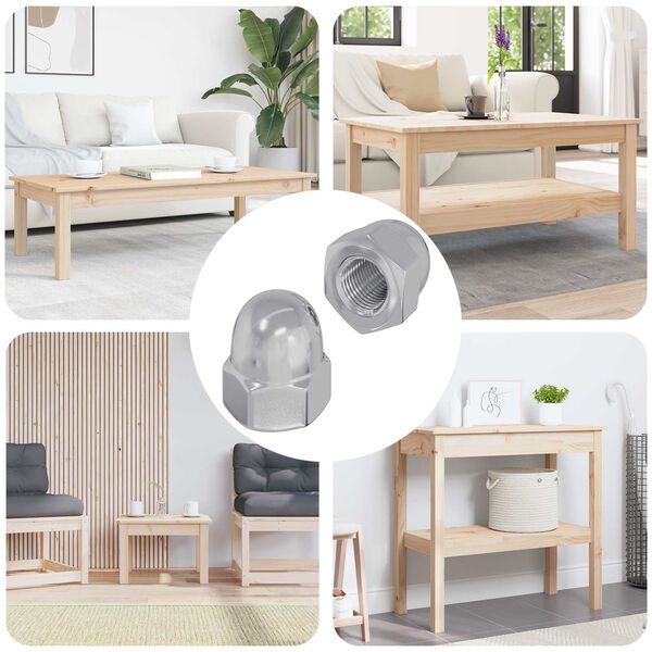 vidaXL Orzechy żołędziowe 2 pcs Srebrny 12,8 x 12,8 x 6,5 cm Stal