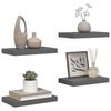 vidaXL P&oacute;łki ścienne, 4 szt., szare, wysoki połysk, 40x23x3,8 cm, MDF
