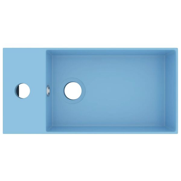 vidaXL Umywalka z otworem przelewowym, ceramika, błękitna