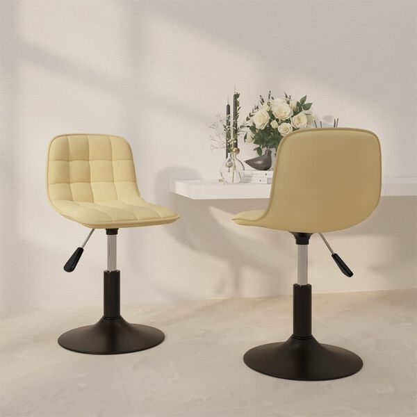 vidaXL Obrotowe krzesła stołowe, 2 szt., kremowe, aksamitne