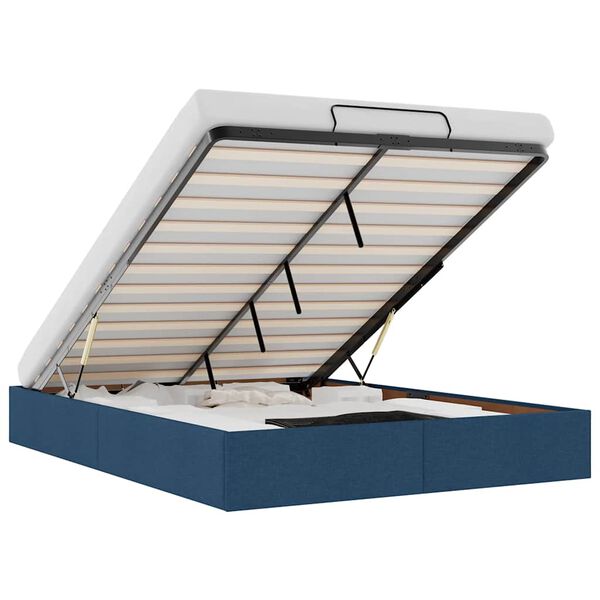 vidaXL Rama ł&oacute;żka otomana bez materacem, niebieska, 140x190cm, tkanina