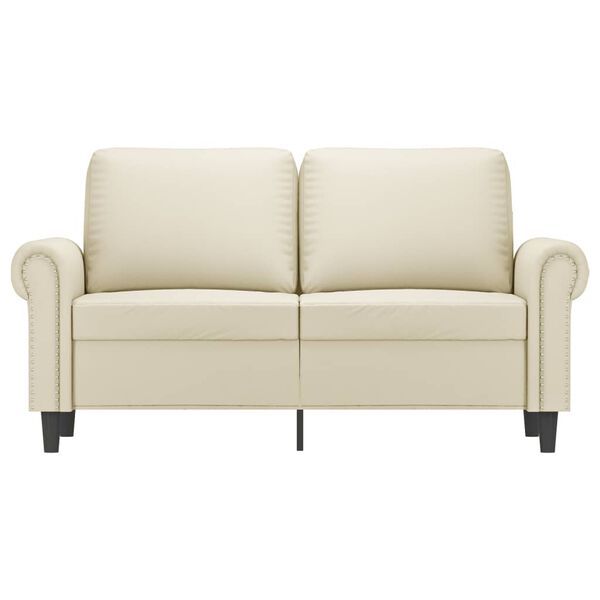 vidaXL 2-osobowa sofa, kremowy, 120 cm, sztuczna sk&oacute;ra