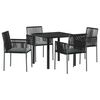 vidaXL Zestaw do jadalni w ogrodzie 5 pcs Czarny Rattan PE
