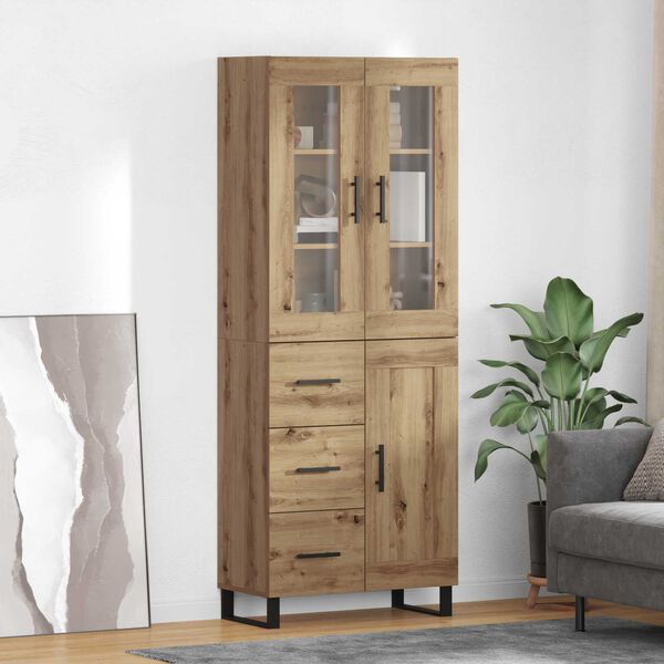 vidaXL Highboard 2 pcs Dąb rzemieślniczy Materiał drewnopochodny