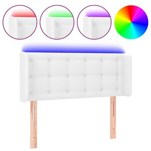 vidaXL Zagł&oacute;wek do ł&oacute;żka z LED, biały, 83x16x78/88 cm, sztuczna sk&oacute;ra